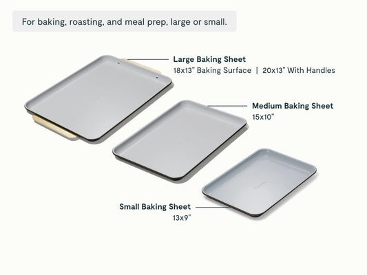 Baking Sheet Trio - 18x13", 15x10" & 13x9” Non-Stick Ceramic Sheets - US 6470