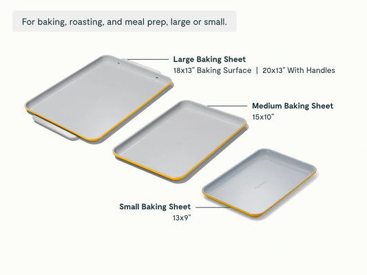 Baking Sheet Trio - 18x13", 15x10" & 13x9” Non-Stick Ceramic Sheets - US 3972