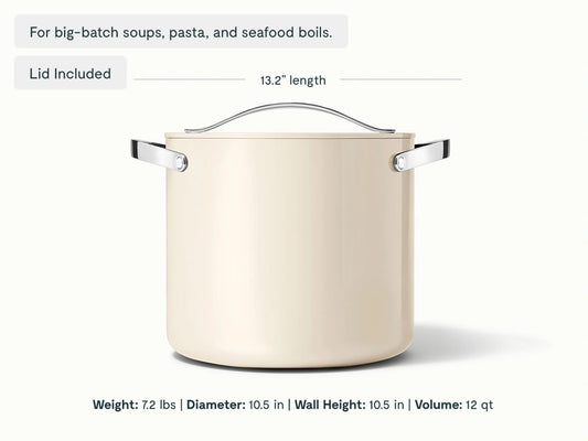 Stock Pot - 12 qt Non-Stick Ceramic Pot With Lid - US 7344