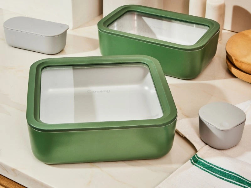 Large Storage Container - Ceramic-coated 10 cup glass Container built for clean storing. - US 2549