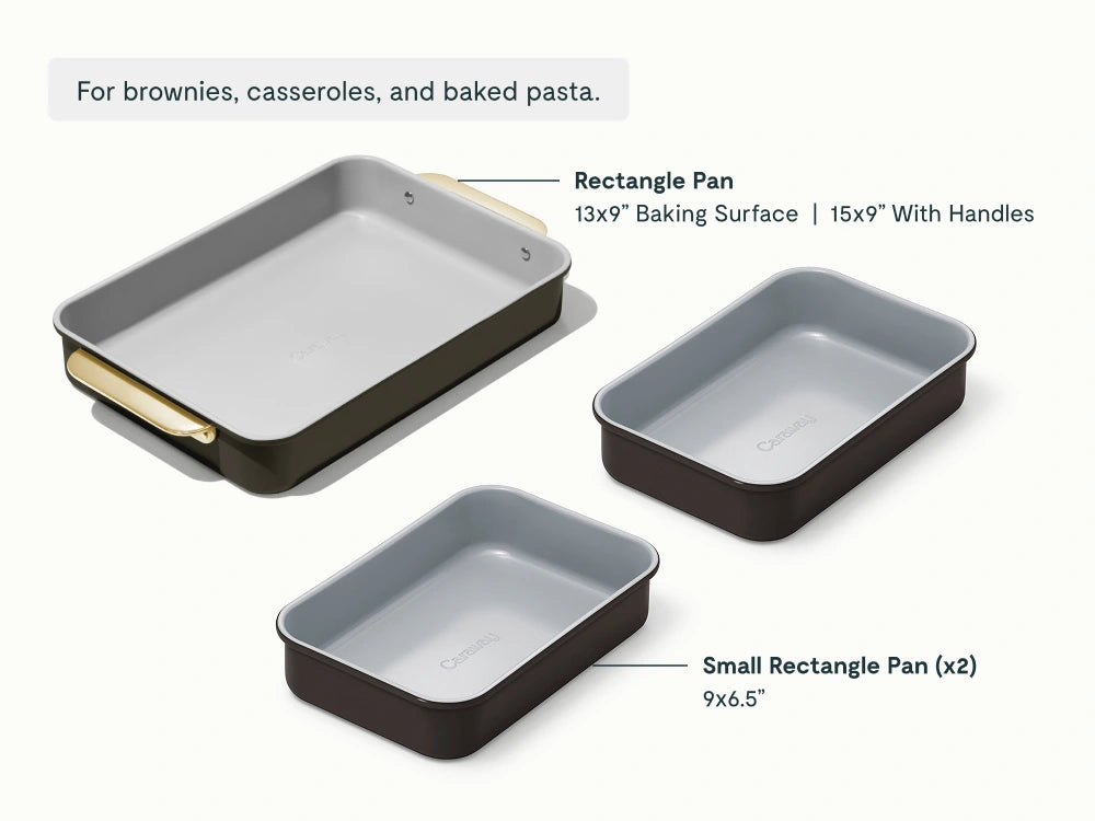 Rectangle Pan Trio - 13x9" & 9x6.5" Non-Stick Ceramic Baking Pans - US 2408