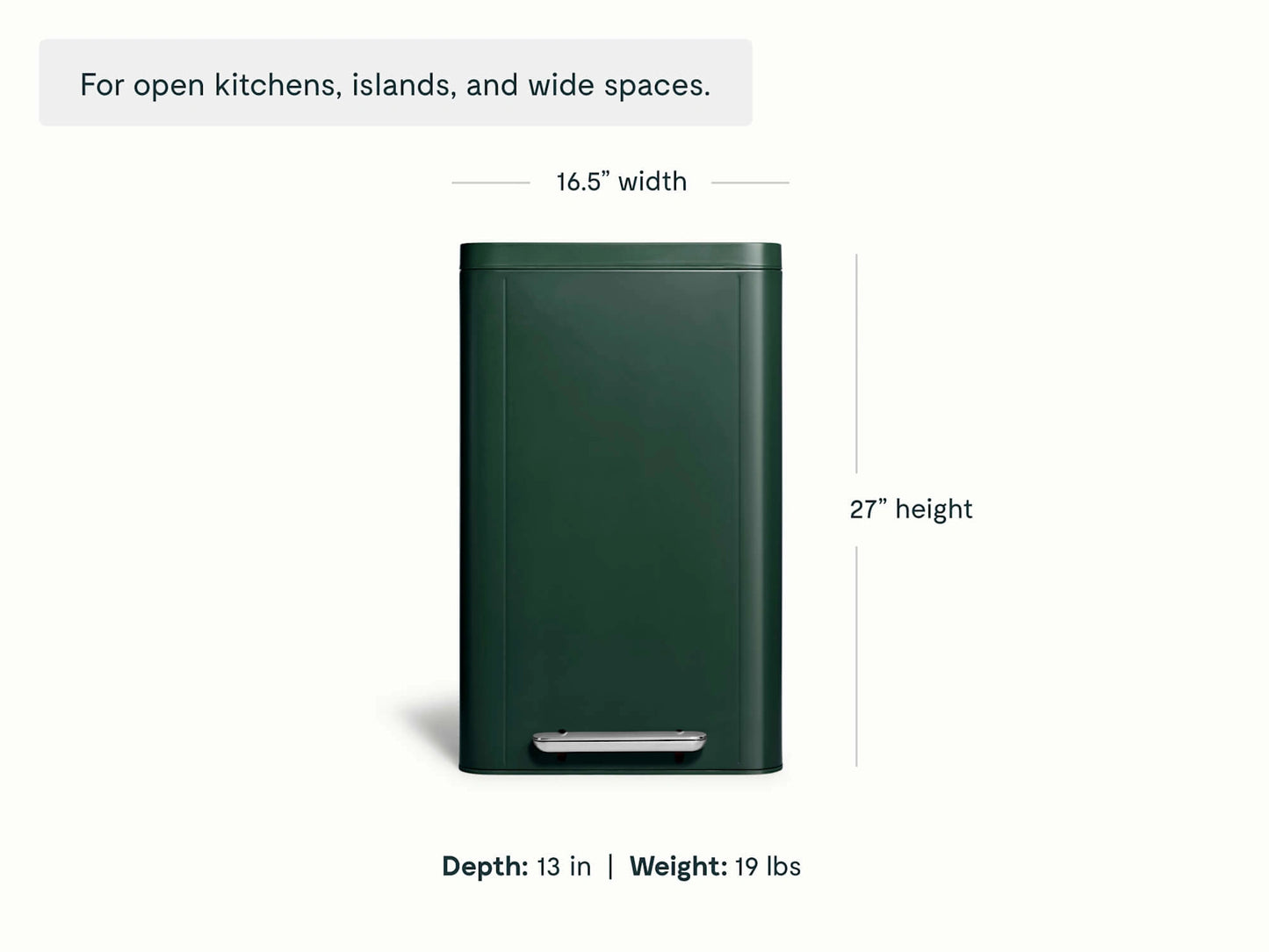 45L Rectangular Step Trash Can - Display-Worthy Trash Bin With Wide Profile - US 4239
