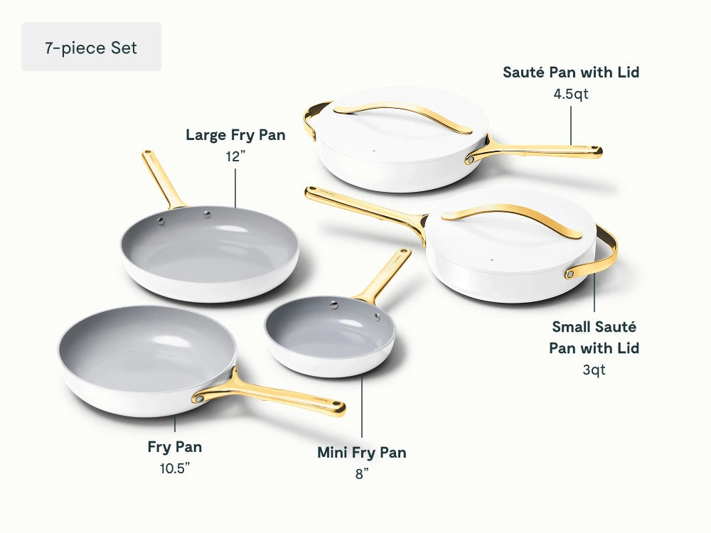 7pc Fry &amp; Sauté Set - 7-Piece Set of Ceramic-Coated Pans With Lids - US 9768