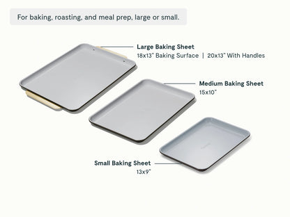 Baking Sheet Trio - 18x13", 15x10" &amp; 13x9” Non-Stick Ceramic Sheets - US 6470