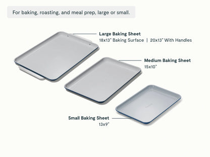 Baking Sheet Trio - 18x13", 15x10" &amp; 13x9” Non-Stick Ceramic Sheets - US 7398