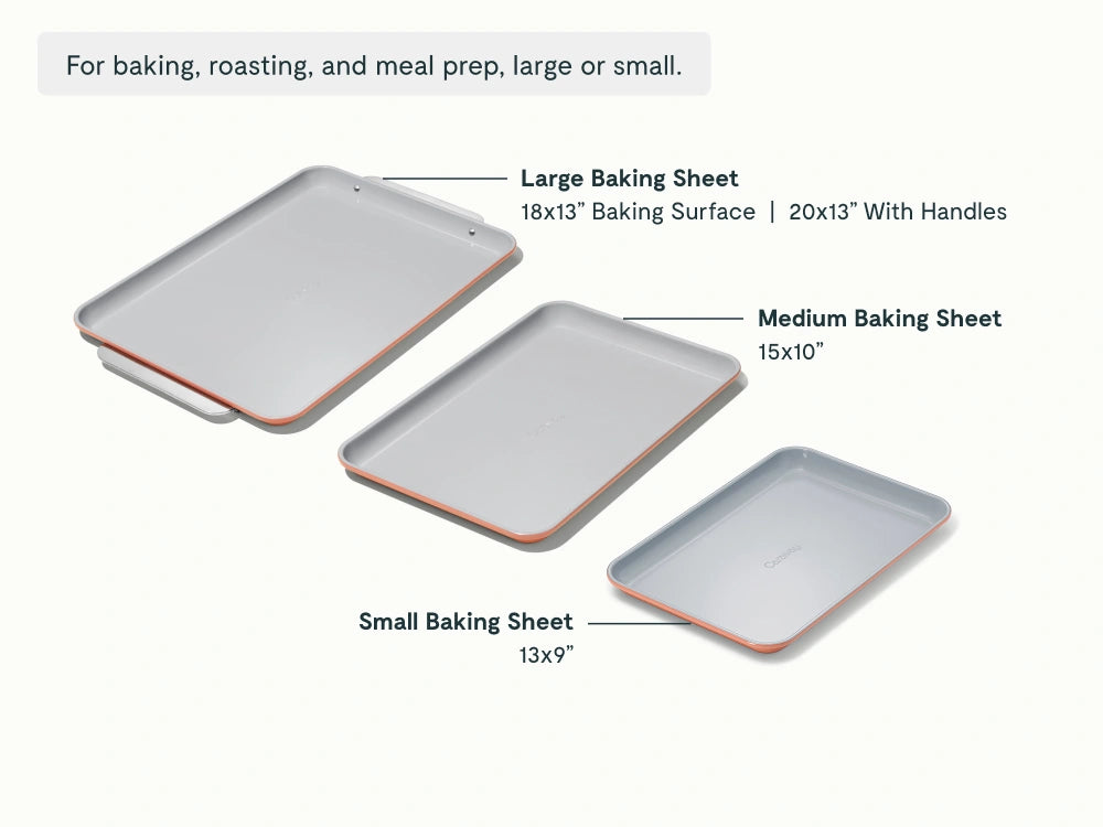 Baking Sheet Trio - 18x13", 15x10" &amp; 13x9” Non-Stick Ceramic Sheets - US 2868