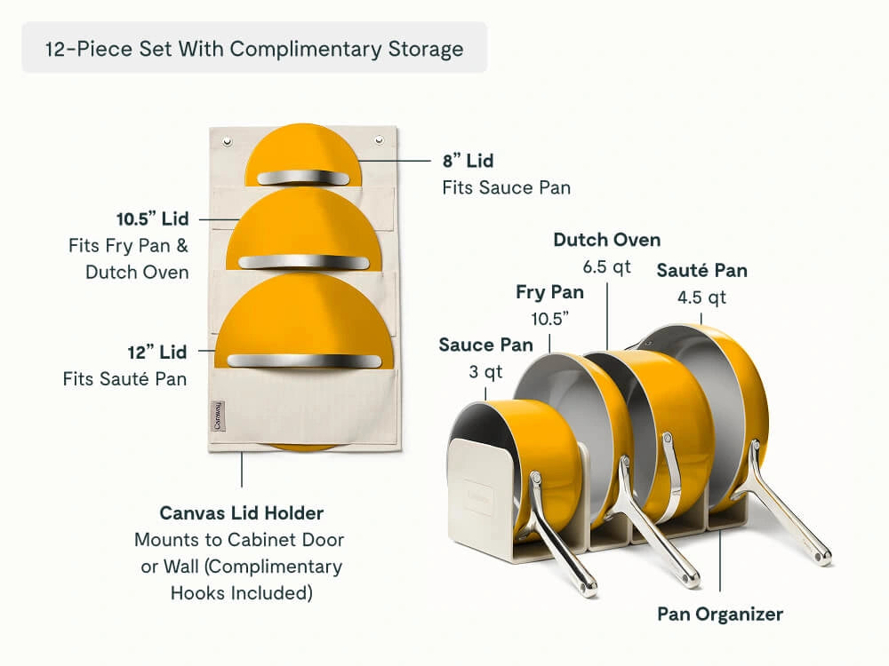 Cookware Set - 12-Piece Ceramic Set With Storage Organizers - US 9155