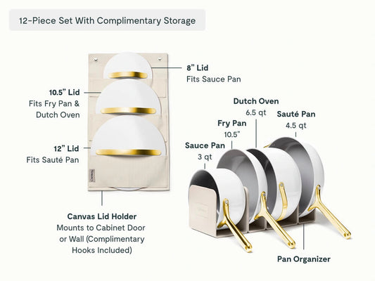 Cookware Set - 12-Piece Ceramic Set With Storage Organizers - US 3415