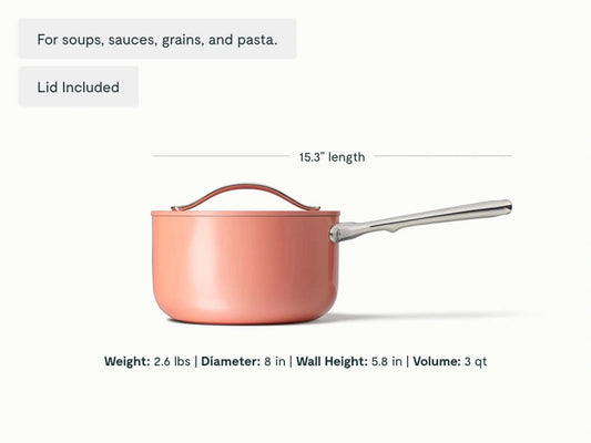 Sauce Pan - 3 qt Non-Stick Ceramic Sauce Pan With Lid - US 8253