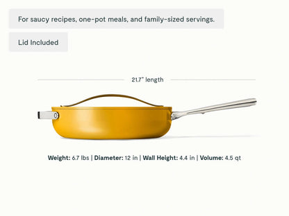 Sauté Pan - 4.5 qt Non-Stick Ceramic Pan With Lid - US 9770