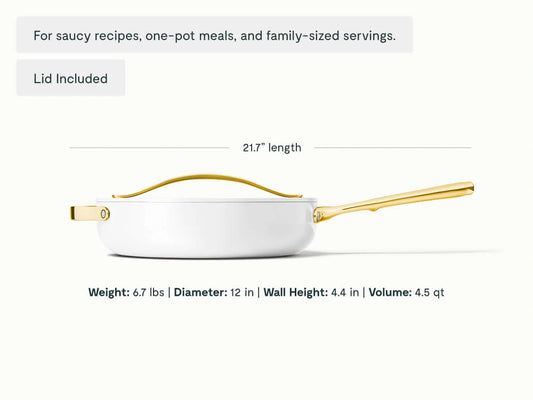 Sauté Pan - 4.5 qt Non-Stick Ceramic Pan With Lid - US 7193