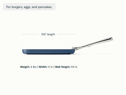 Square Griddle Pan - 11” Non-Stick Ceramic Square Pan - US 8338