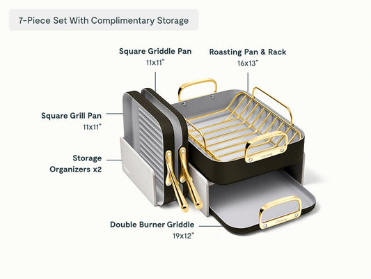 Squareware Set - 7-Piece Set of Ceramic-Coated Pans With Complimentary Storage - US 6512