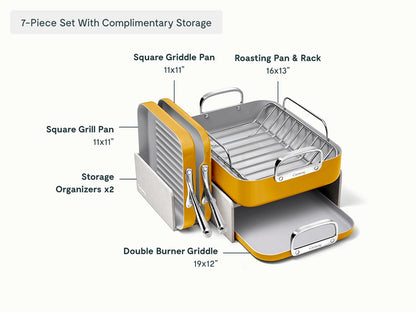 Squareware Set - 7-Piece Set of Ceramic-Coated Pans With Complimentary Storage - US 3314