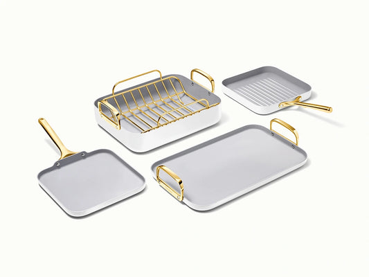 Squareware Set - 7-Piece Set of Ceramic-Coated Pans With Complimentary Storage - US 5803