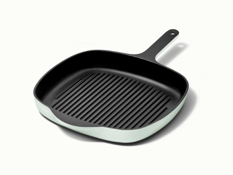 10.5” Enameled Cast Iron Grill Pan - 10.5” Grill Pan with high ridges for perfect sear marks on meats and veggies. - US 3209