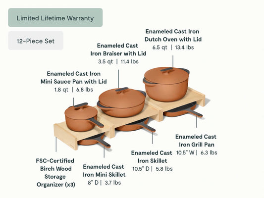 Enameled Cast Iron &amp; Minis Set - 12-Piece Set With Complimentary Storage - US 4180