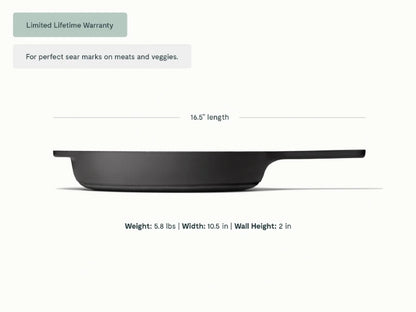 10.5” Enameled Cast Iron Skillet  - 10.5” Skillet perfect for searing meat, baking cornbread, and sautéing. - US 4137