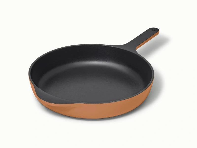 10.5” Enameled Cast Iron Skillet  - 10.5” Skillet perfect for searing meat, baking cornbread, and sautéing. - US 7818