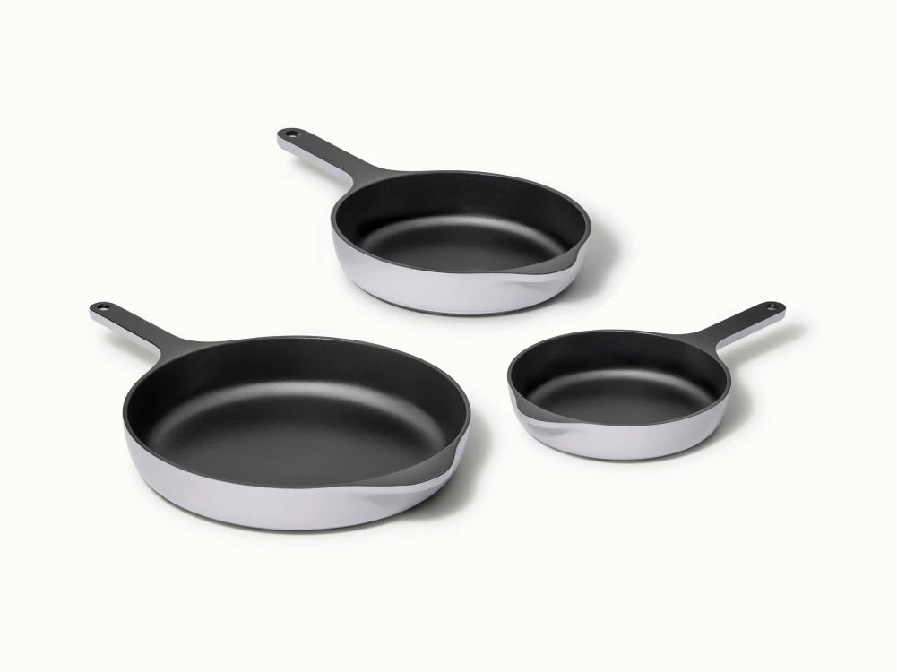 Enameled Cast Iron Skillet Trio - 3-Piece Set With Excellent Heat Retention - US 3952