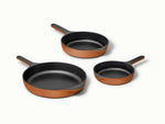 Enameled Cast Iron Skillet Trio - 3-Piece Set With Excellent Heat Retention - US 4129