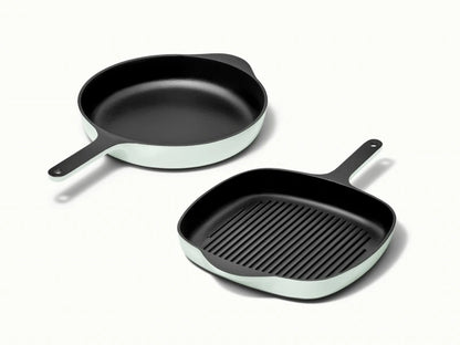 Cast Iron Skillet &amp; Grill Pan Duo - Versatile duo for grilling, searing, and frying with even heat and easy cleanup. - US 0530