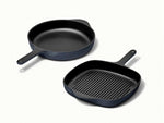 Cast Iron Skillet &amp; Grill Pan Duo - Versatile duo for grilling, searing, and frying with even heat and easy cleanup. - US 3513