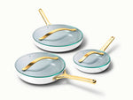Fry Pan Trio with Glass Lids - 6-Piece Set of Ceramic-Coated Pans With Glass Lids - US 0477