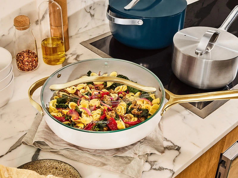Glass Lid Set of 3 - Premium Gold Hardware Glass Lid add-on to our best-selling 12-piece Cookware Set. - US 6705