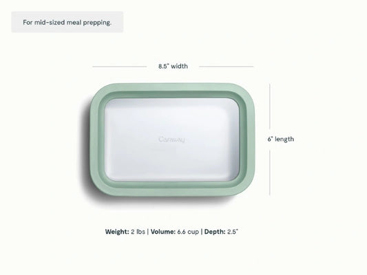 Medium Storage Container - Ceramic-coated 6.6 cup glass Container built for clean storing. - US 2948