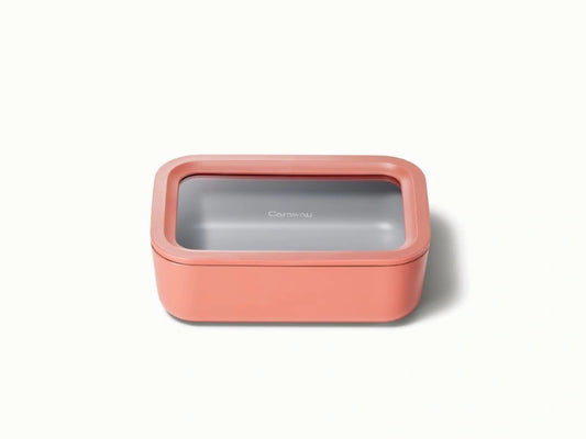 Medium Storage Container - Ceramic-coated 6.6 cup glass Container built for clean storing. - US 9816