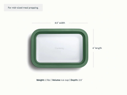 Medium Storage Container - Ceramic-coated 6.6 cup glass Container built for clean storing. - US 5410