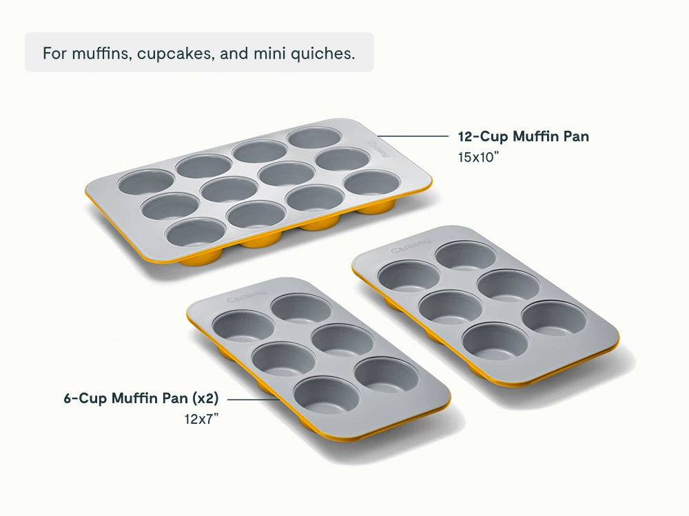 Muffin Pan Trio - 12-Cup &amp; 6-Cup Non-Stick Ceramic Muffin Pans - US 9213