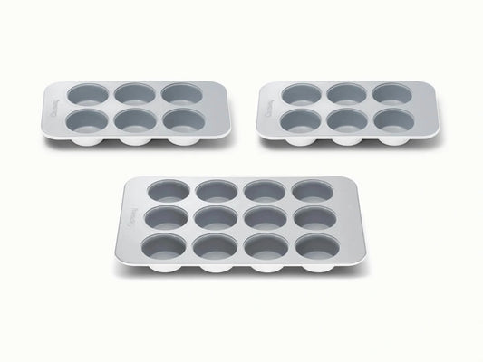 Muffin Pan Trio - 12-Cup &amp; 6-Cup Non-Stick Ceramic Muffin Pans - US 0384