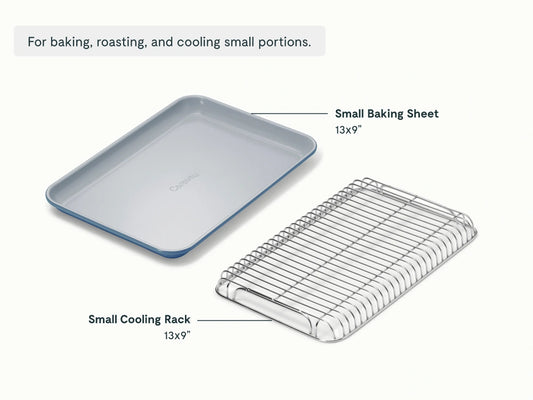 Small Baking &amp; Cooling Duo - 13x9” Non-Stick Ceramic Sheet With Steel Rack - US 4551