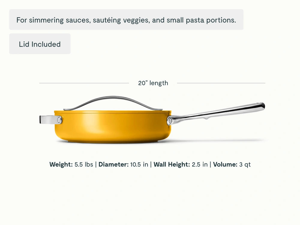 Small Sauté Pan - 3 qt Non-Stick Ceramic Pan With Lid - US 9065