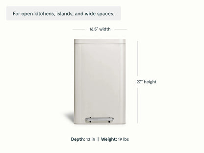 45L Rectangular Step Trash Can - Display-Worthy Trash Bin With Wide Profile - US 5235