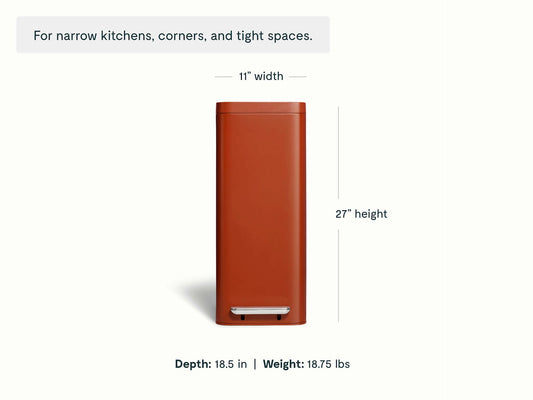 45L Slim Step Trash Can - Display-Worthy Trash Bin With Narrow Profile - US 8466