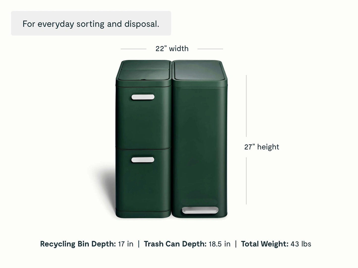 Trash &amp; Recycling Duo (Slim) - A Cohesive System for Clean Sorting &amp; Disposal - US 3142