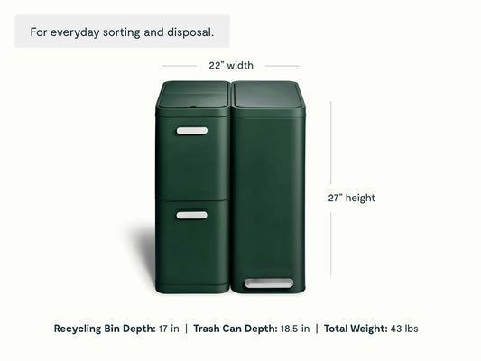 Trash &amp; Recycling Duo (Slim) - A Cohesive System for Clean Sorting &amp; Disposal - US 3142